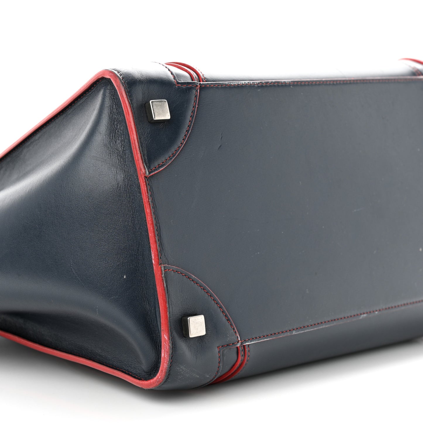 Satin Debossed Calfskin Mini Luggage Navy Blue