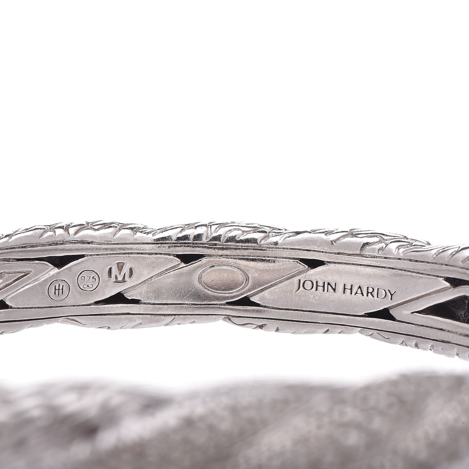 John Hardy Sterling Silver Diamond 9.5mm Classic Chain Hinged Bangle 4 of 4