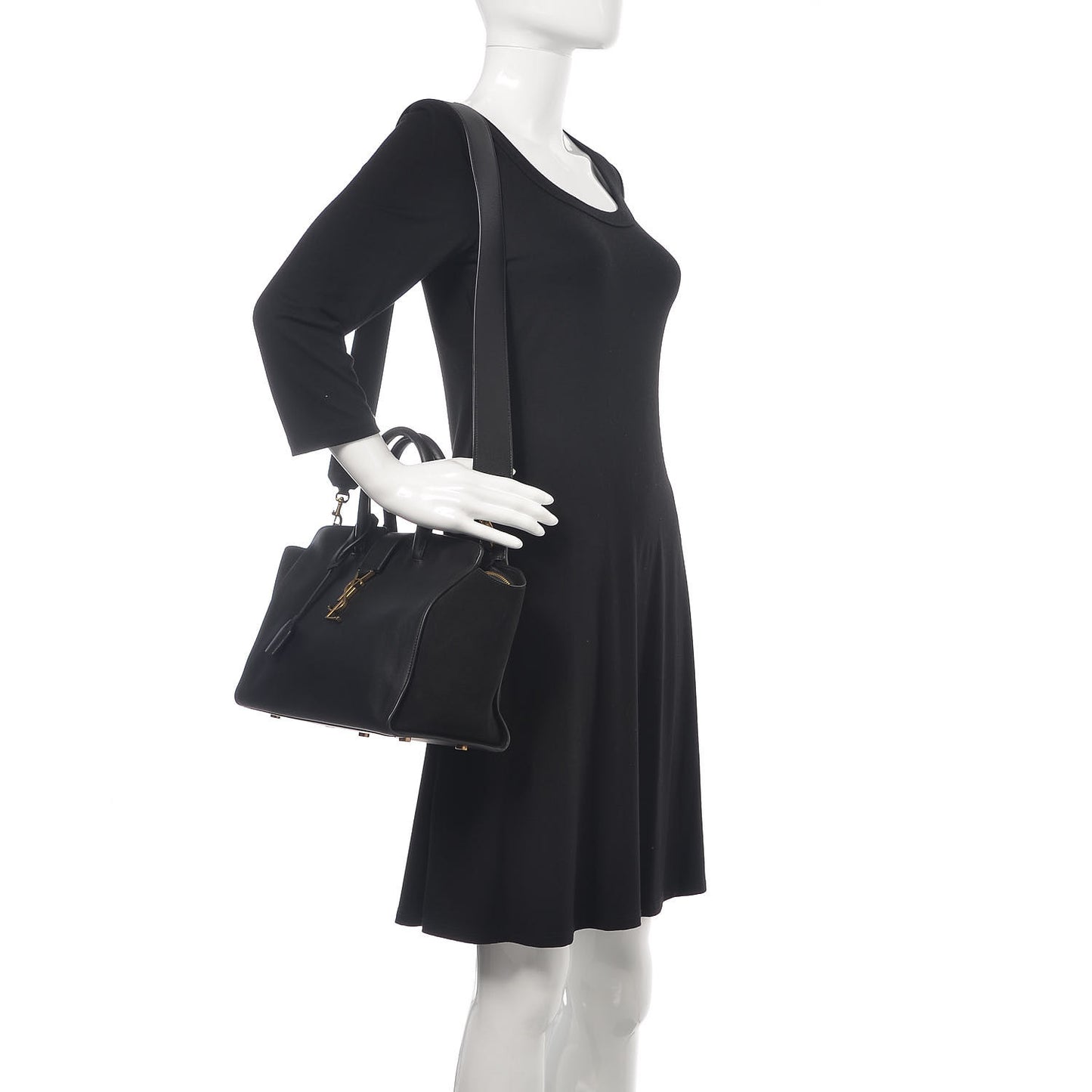 Calfskin Suede Small Monogram Downtown Cabas Black