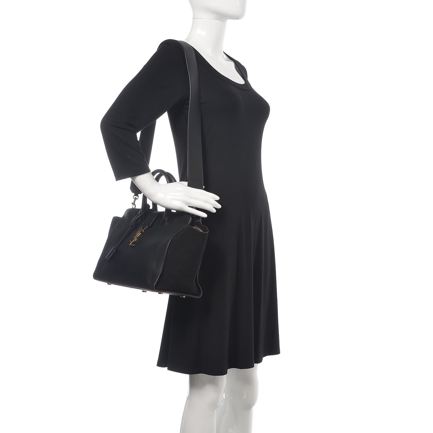 Saint Laurent Calfskin Suede Small Monogram Downtown Cabas Black 2 of 15