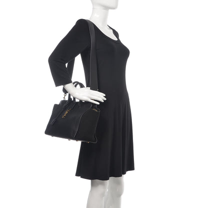 Saint Laurent Calfskin Suede Small Monogram Downtown Cabas Black 2 of 15