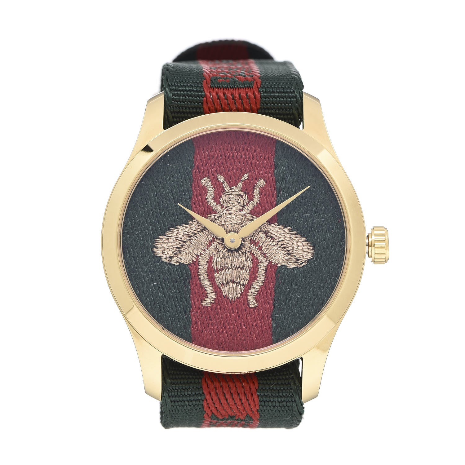 Gucci Stainless Steel Nylon 38mm Le Marche Des Merveilles Bee Quartz Watch Green 1 of 7