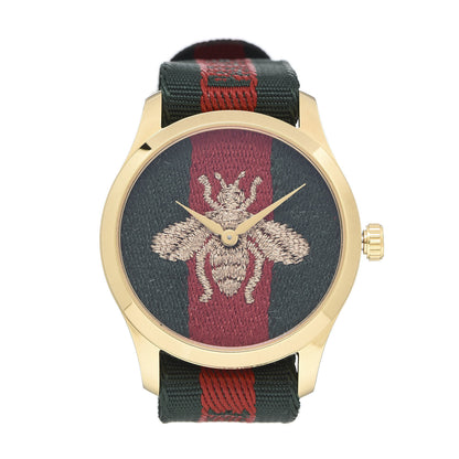 Gucci Stainless Steel Nylon 38mm Le Marche Des Merveilles Bee Quartz Watch Green 1 of 7