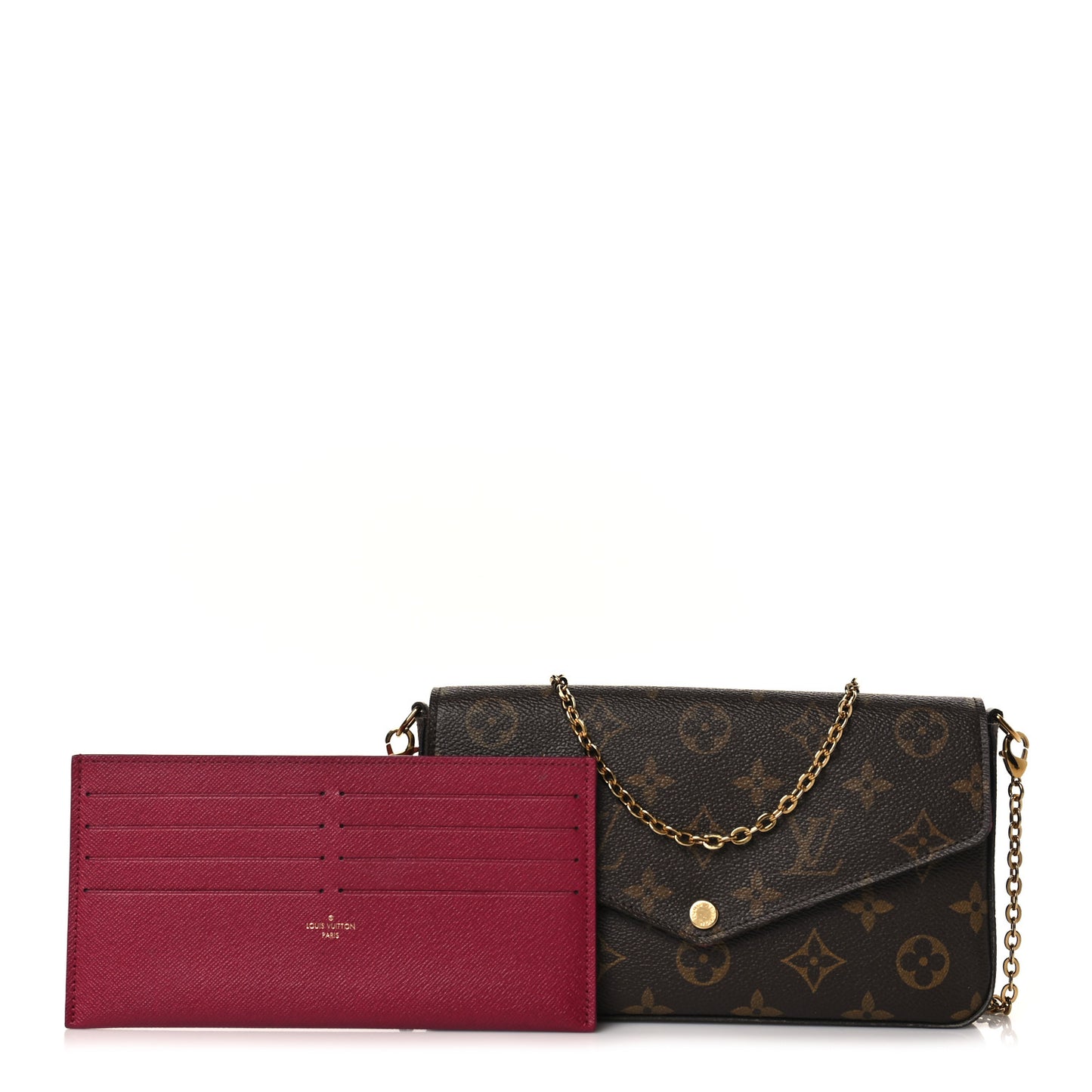 Monogram Pochette Felicie Chain Wallet Fuchsia