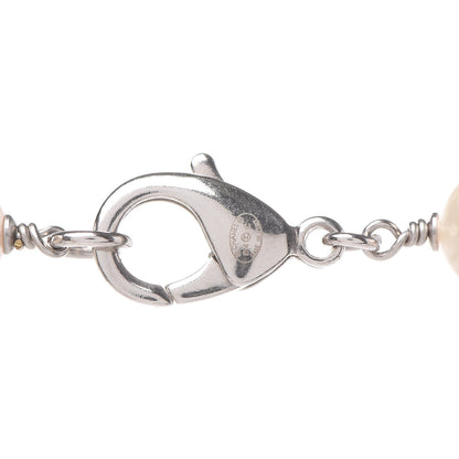 Chanel Pearl Baguette Crystal CC Long Necklace Silver 4 of 6