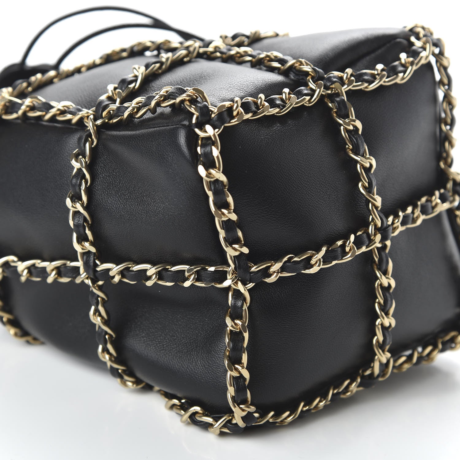 Chanel Lambskin Bucket Chain Drawstring Bag Black 6 of 11