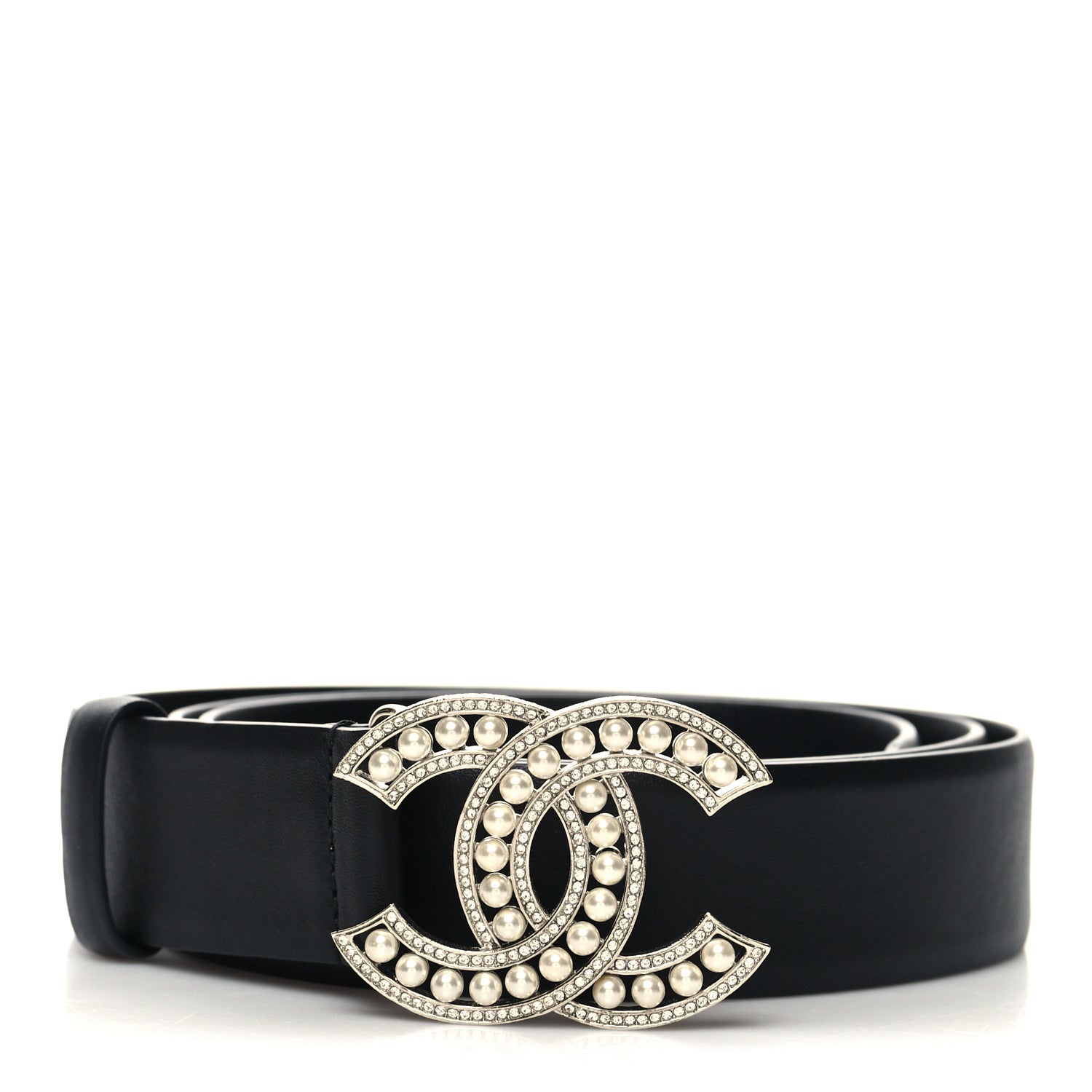 Chanel Lambskin Pearl Crystal CC Belt 90 36 Black 1 of 7