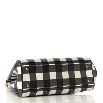 Dolce & Gabbana Dauphine Print Checker Medium Miss Sicily Satchel Black White 4 of 18