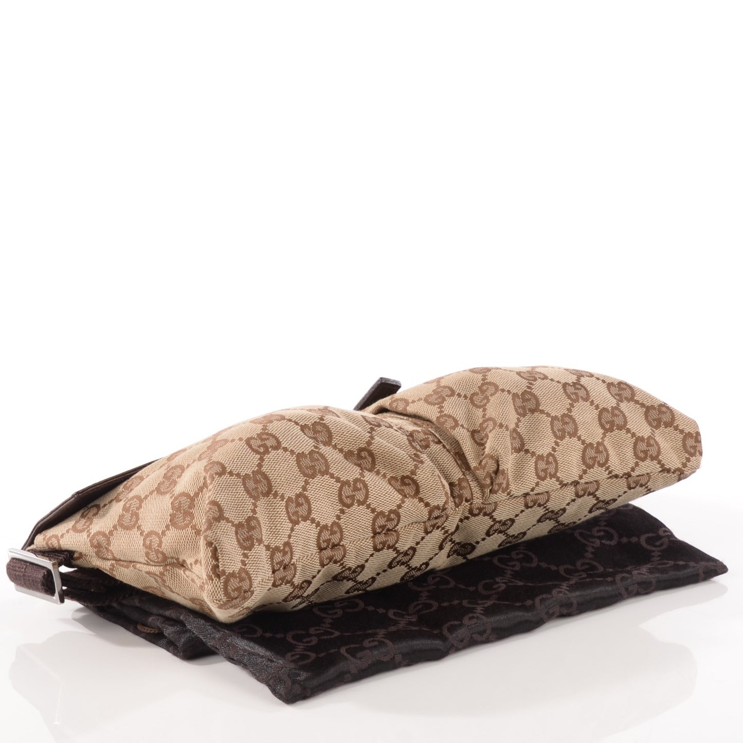 GG Monogram Double Pocket Belt Bag Dark Brown