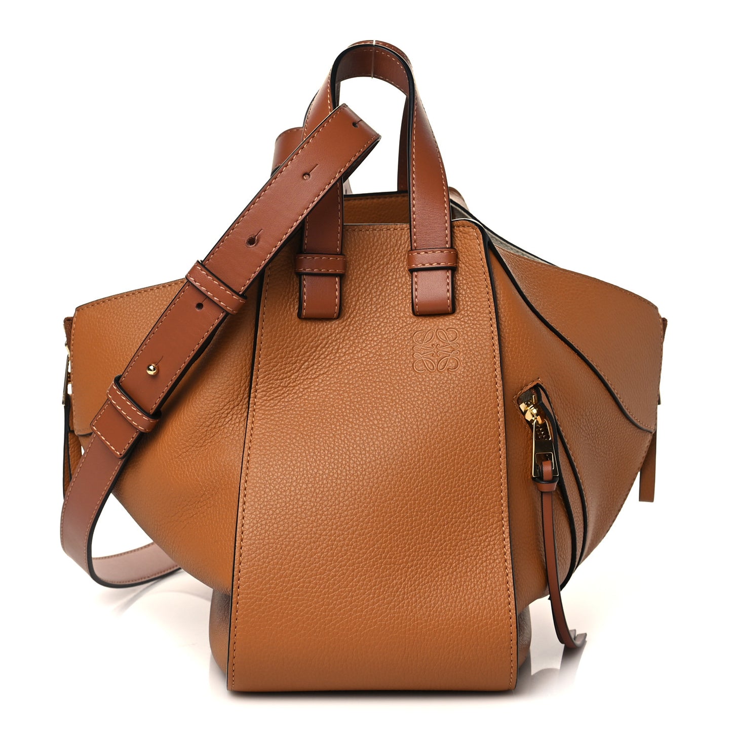 Grained Calfskin Small Hammock Shoulder Bag Tan
