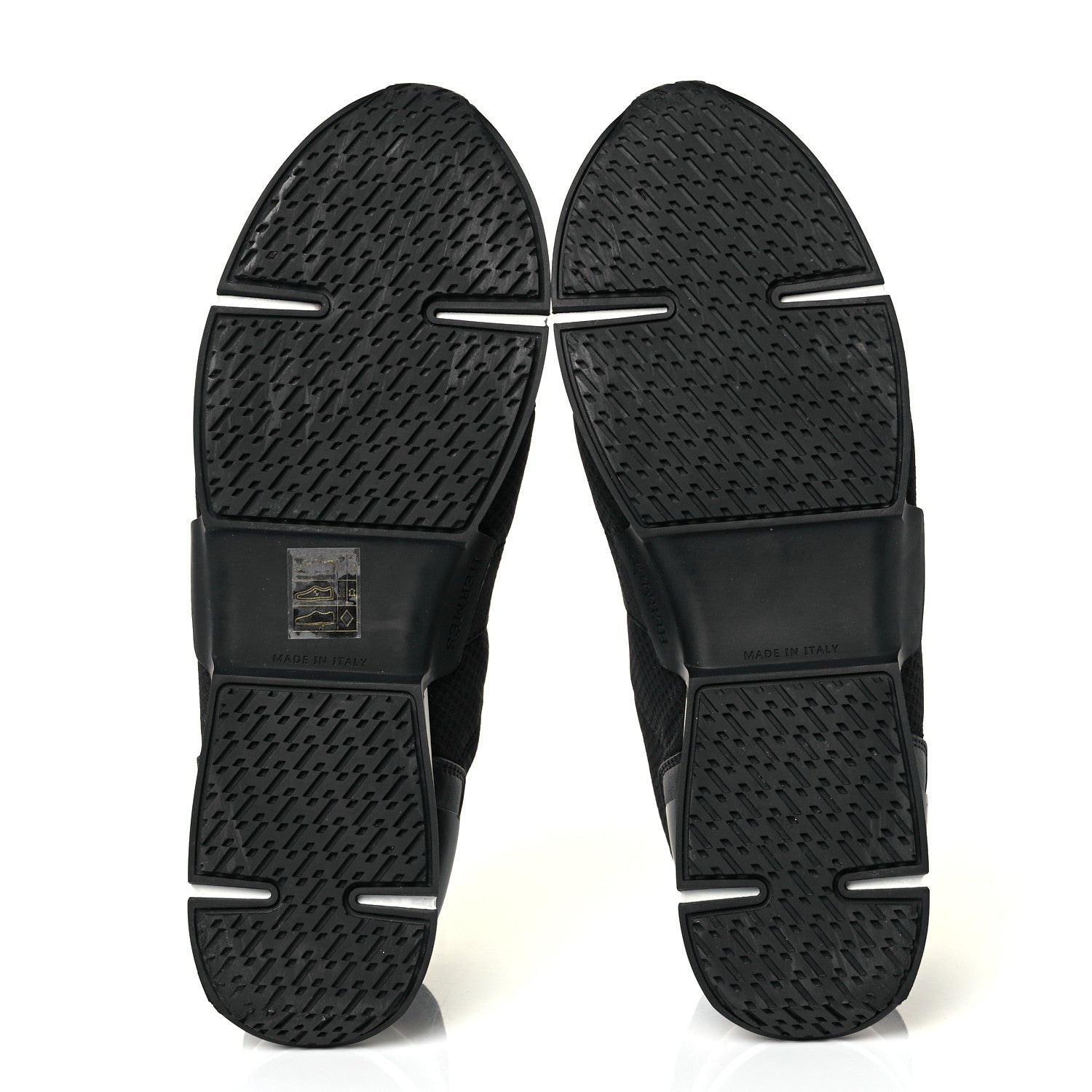 Hermes Technical Canvas Calfskin Run Sneakers 37.5 Black 5 of 9