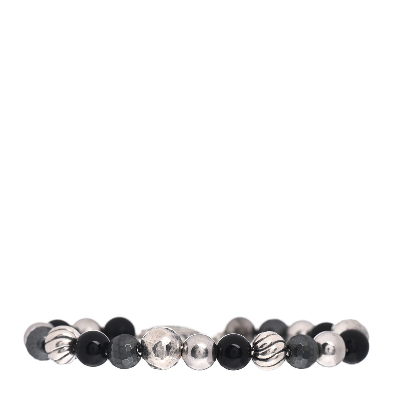 David Yurman Sterling Silver Black Onyx Hematite 8mm Elements Bead Bracelet 1 of 4