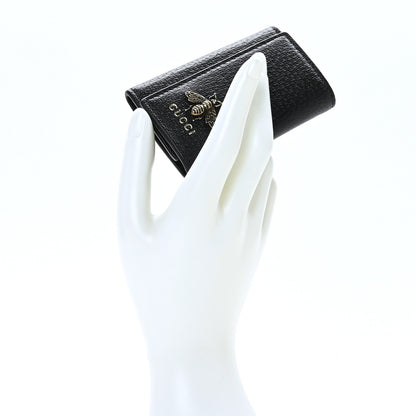 Gucci Pebbled Calfskin Bee 6 Key Holder Case Black 2 of 8