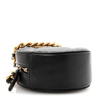 Chanel Shiny Goatskin Quilted Chanel 19 Round Clutch With Chain Black 4 of 10