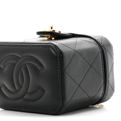 Chanel Lambskin Quilted Vanity Clutch With Chain Black 10 of 11