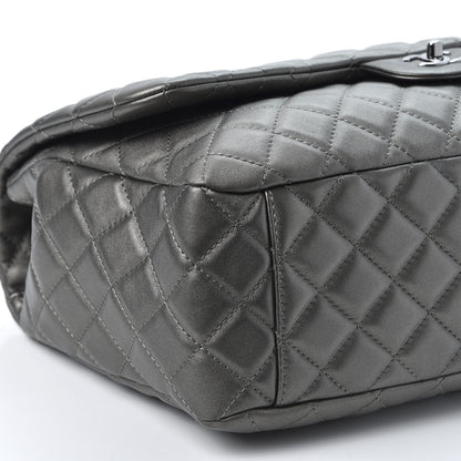 Chanel Metallic Calfskin Quilted Small XXL Travel Flap Bag Dark Silver 5 of 10