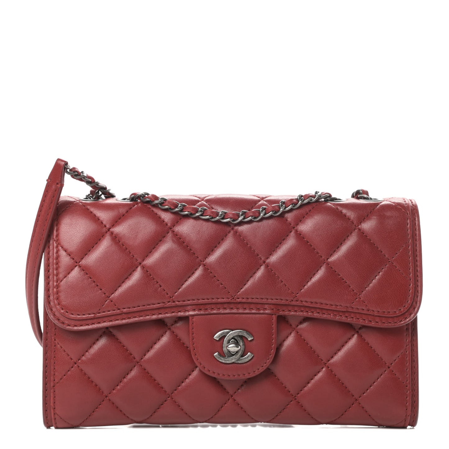 Lambskin Quilted Citizen Zip Flap Red