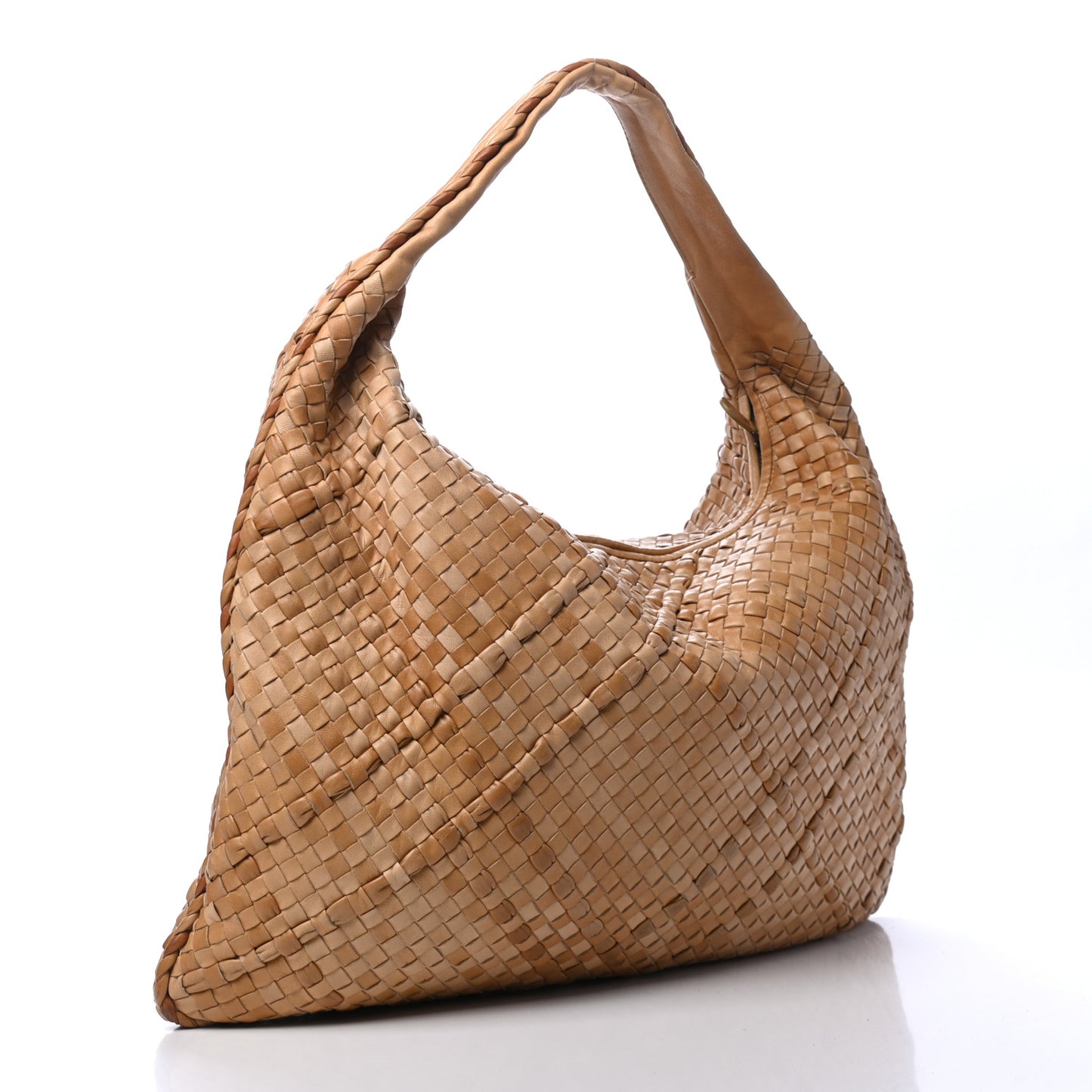 Nappa Intrecciato Maxi Nuvolato Veneta Hobo Paille