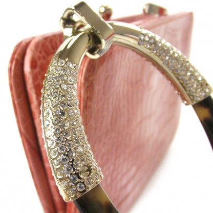 Valentino Garavani Crocodile Embossed Crystal Clutch Coral 10 of 10