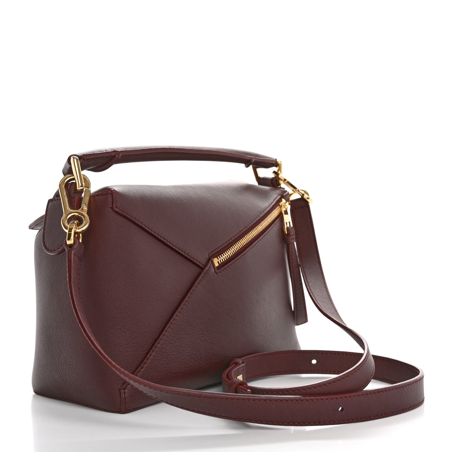 Soft Grained Calfskin Small Puzzle Edge Bag Dark Burgundy
