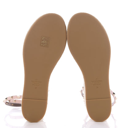 Valentino Garavani Grained Calfskin Rockstud Ankle Wrap Espadrille Flatform Sandals 39 Rose Quartz 8 of 10