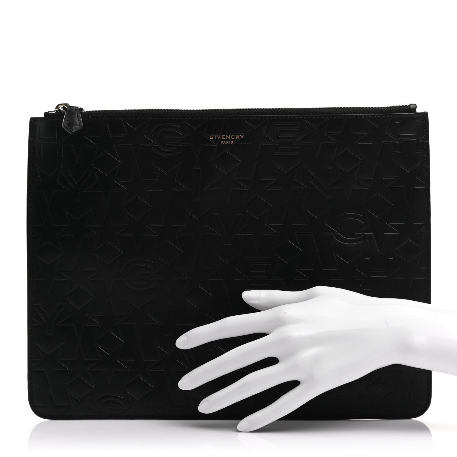 Givenchy Lambskin Star Embossed Large Pouch Black 2 of 7
