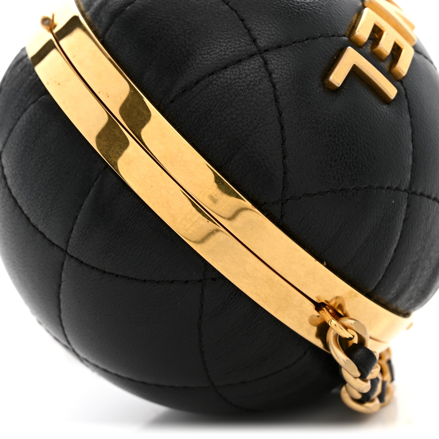 Chanel Lambskin Quilted Sphere Minaudiere Chain Clutch Black 10 of 11
