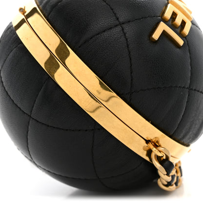 Chanel Lambskin Quilted Sphere Minaudiere Chain Clutch Black 10 of 11