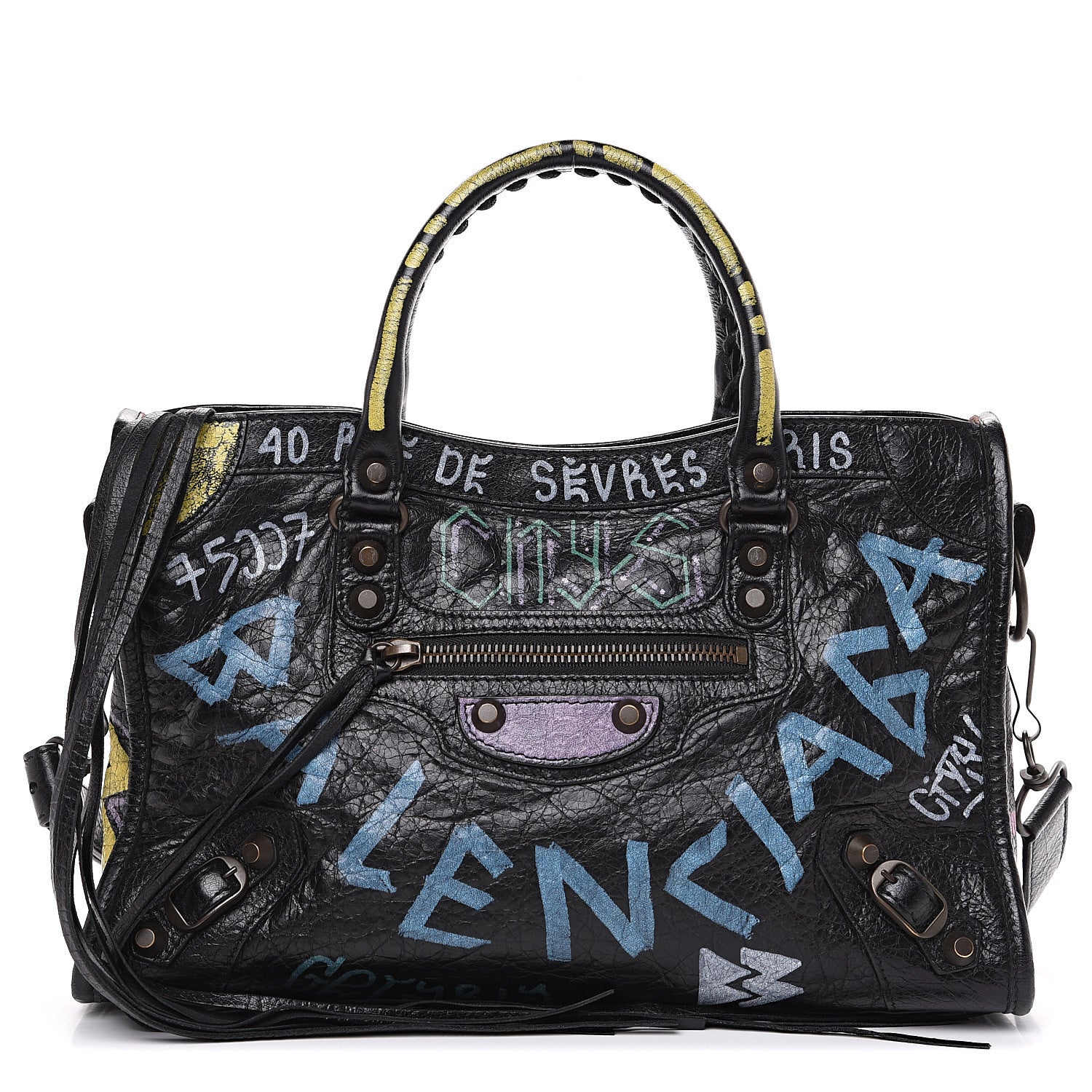 Balenciaga Agneau Graffiti All Over Classic Hardware S City Black Multicolor 1 of 8