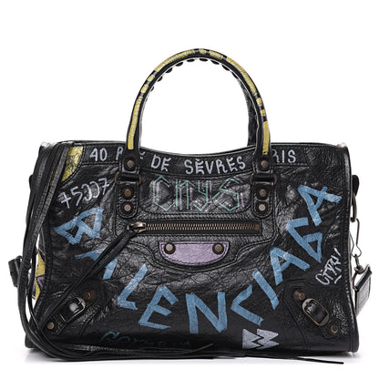 Balenciaga Agneau Graffiti All Over Classic Hardware S City Black Multicolor 1 of 8