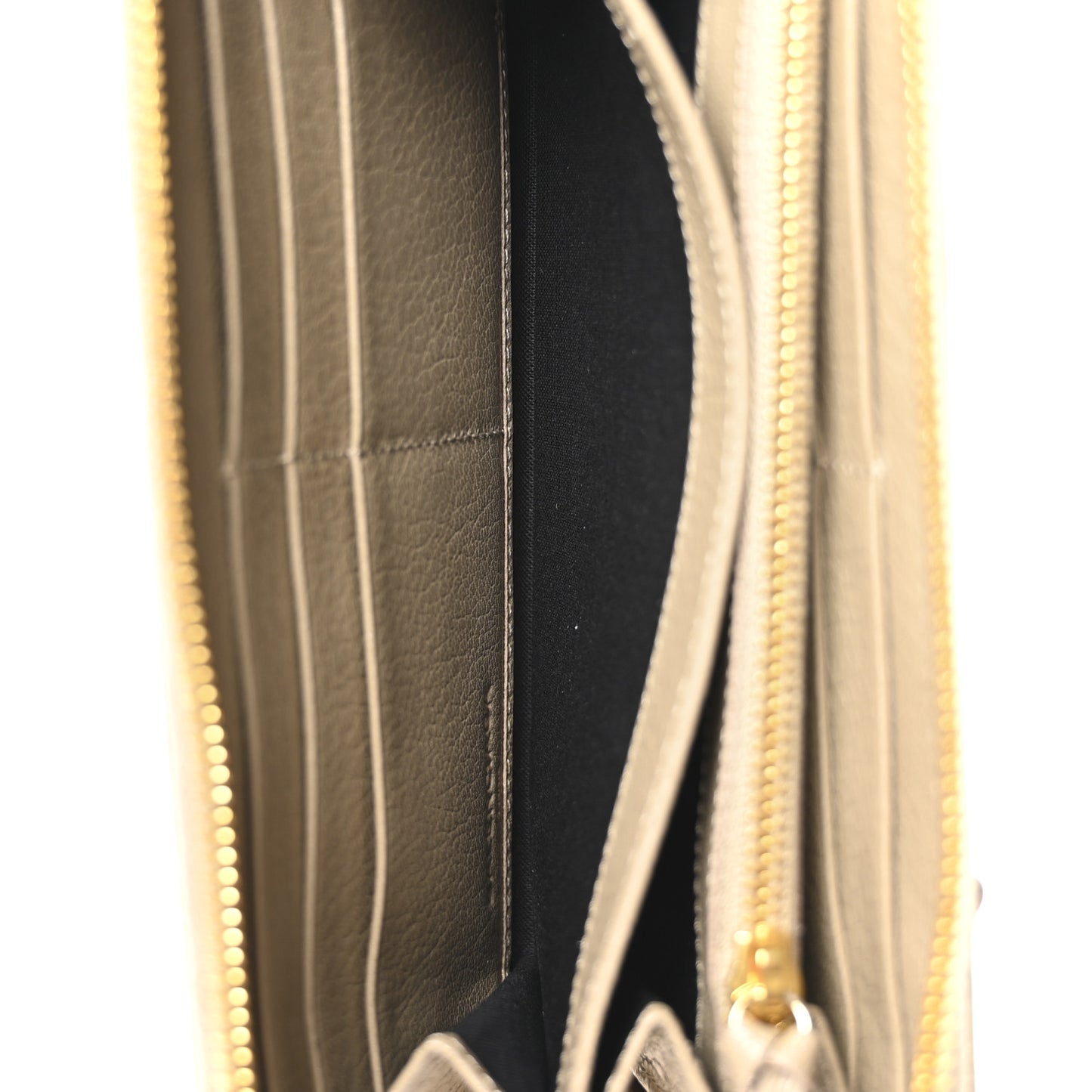 Chevre Gold Metallic Edge Hardware Continental Zip Around Wallet Beige Sable