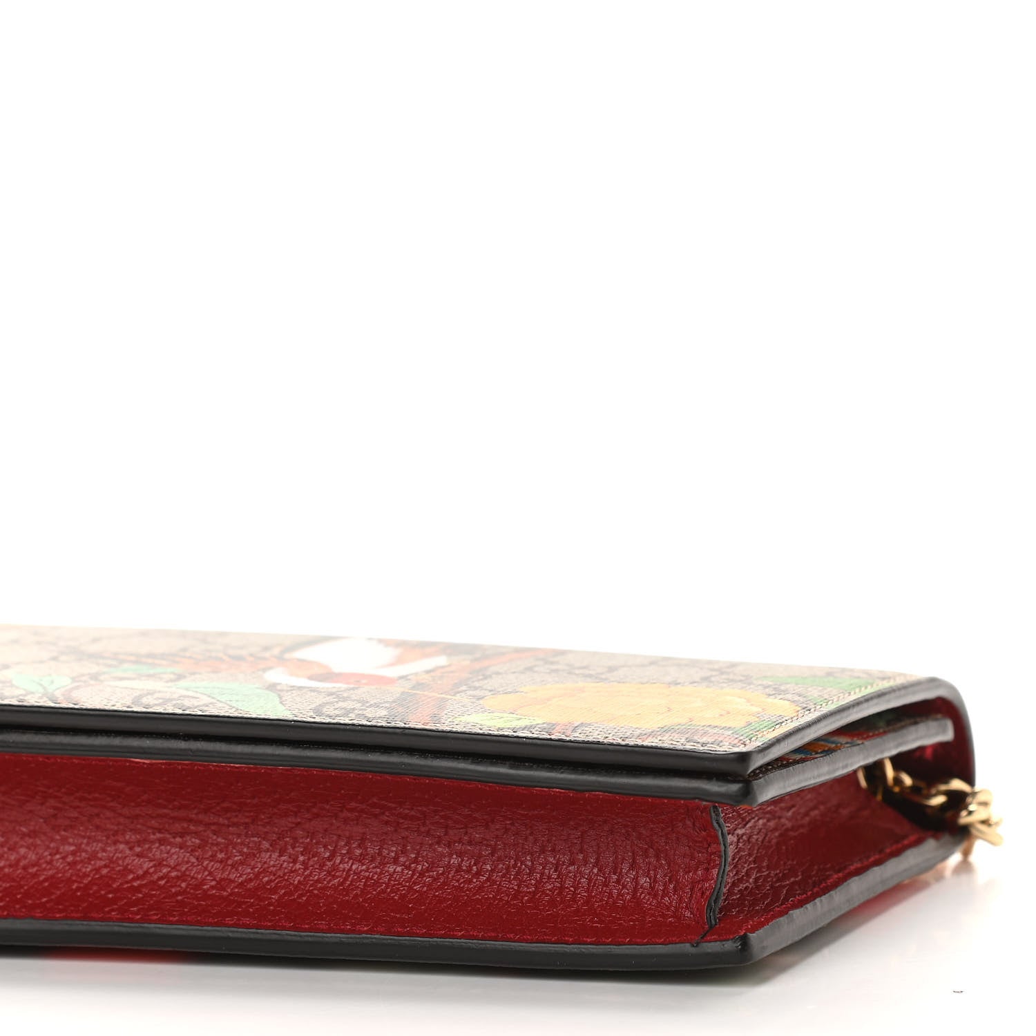 Gucci GG Supreme Monogram Tian Chain Wallet Beige Multicolor Red 9 of 9