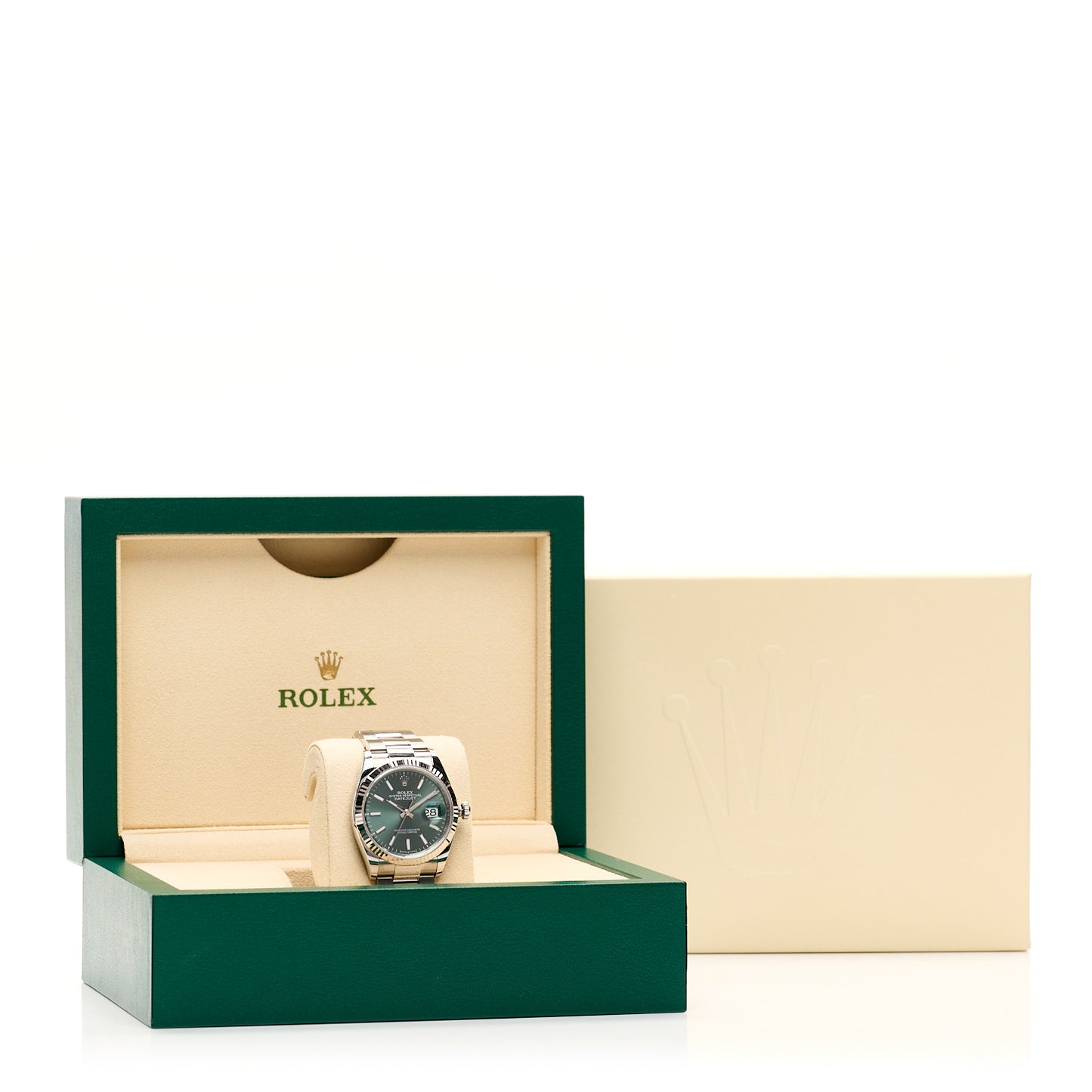 Stainless Steel 18K White Gold 36mm Oyster Perpetual Datejust Watch Mint Green 126234