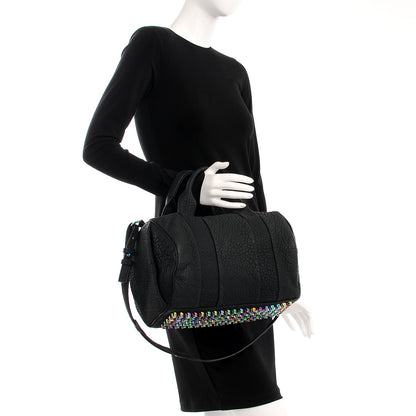 Alexander Wang Pebbled Lambskin Rocco Matte Black Iridescent Hardware 3 of 12