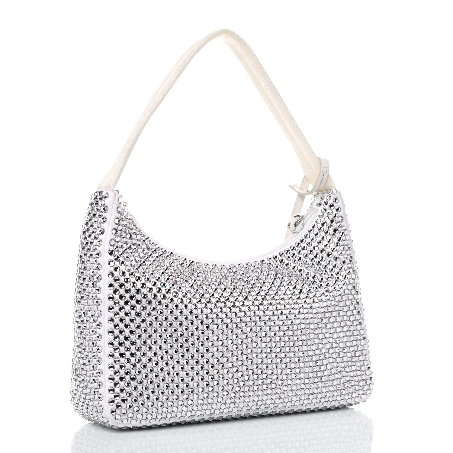 Prada Satin Crystal Mini Re-Edition 2000 Bag White 3 of 11