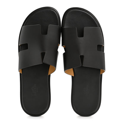 Hermes Calfskin Mens Izmir Sandals 43 Black 2 of 9
