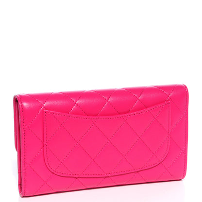 Chanel Lambskin Quilted Large Flap Wallet Dark Pink 3 of 8