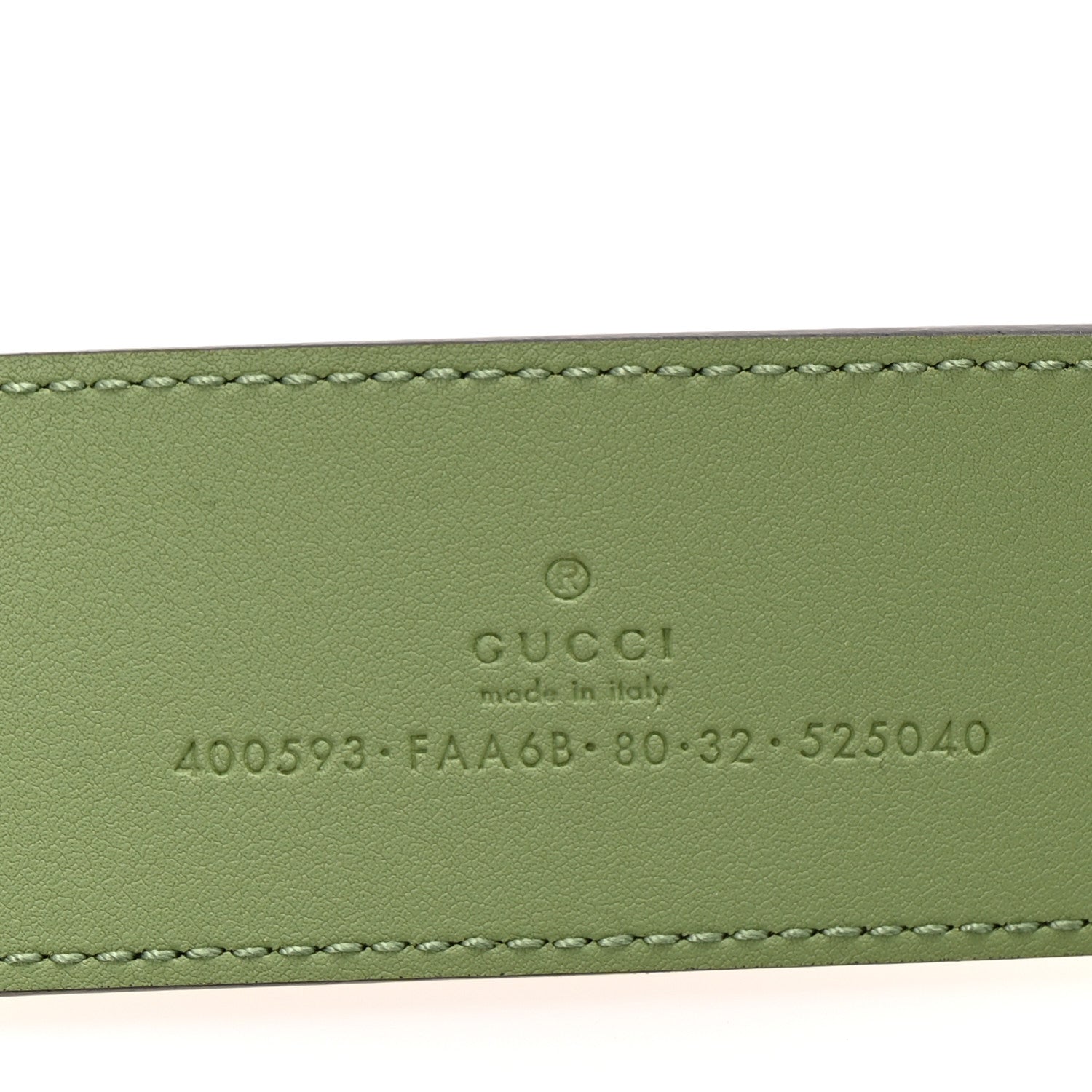Gucci GG Supreme Monogram Plutone Calfskin Enamel Double G 40mm Belt 80 32 Beige Ebony Mystic White Salamander Green 5 of 8