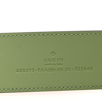 Gucci GG Supreme Monogram Plutone Calfskin Enamel Double G 40mm Belt 80 32 Beige Ebony Mystic White Salamander Green 5 of 8