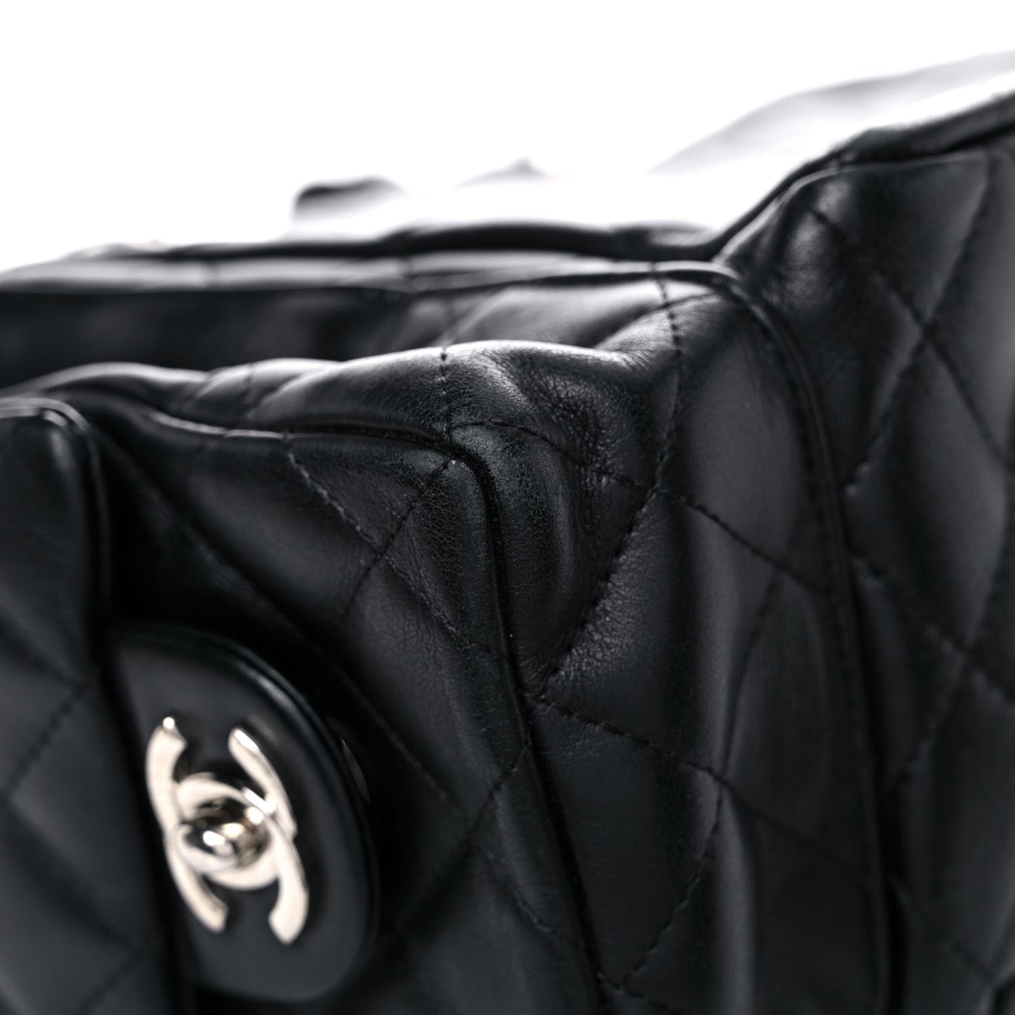 Calfskin Quilted Large Cambon Multipocket Reporter Black White