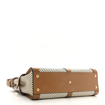 Fendi Calfskin Lambskin Perforated Medium Peekaboo Iconic Satchel White 4 of 10