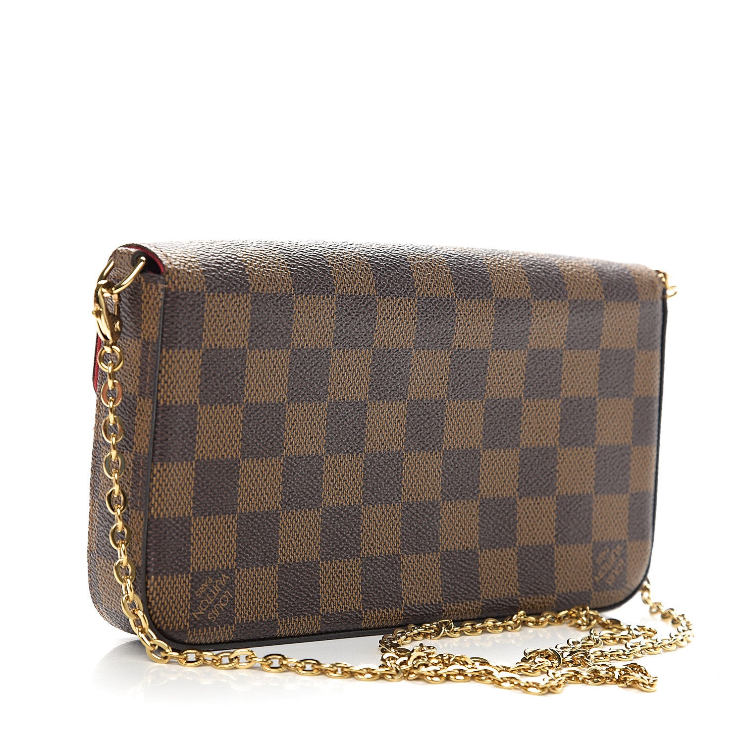 Louis Vuitton Damier Ebene Pochette Felicie Chain Wallet 2 of 7