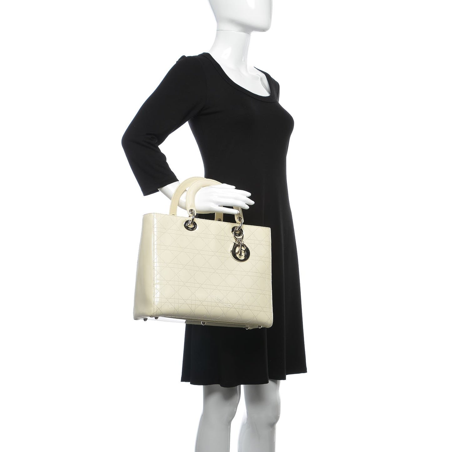 Patent Cannage Large Lady Dior White