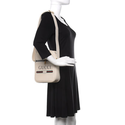 Gucci Grained Calfskin Logo Messenger Bag White 2 of 11