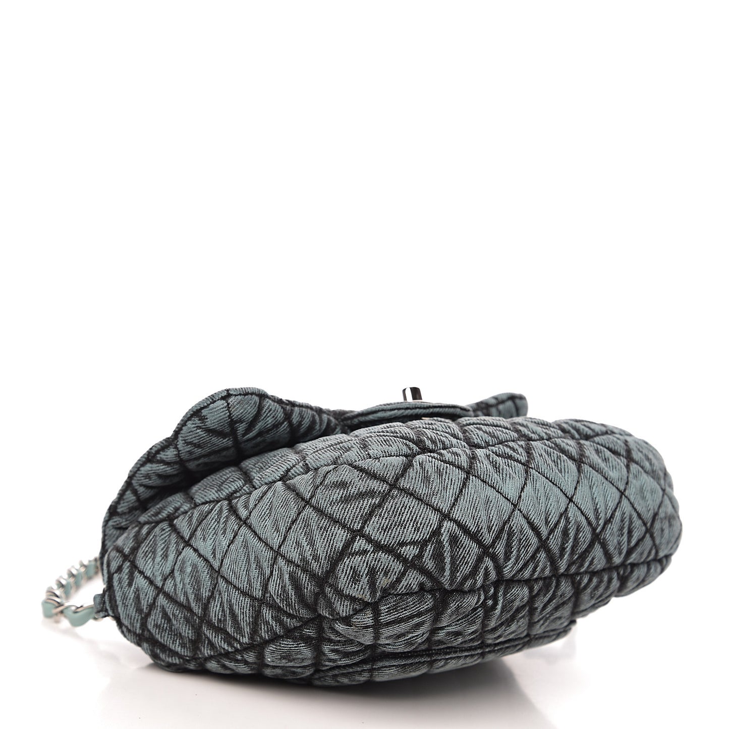 Washed Denim Quilted Small Denimpression Flap Blue Black
