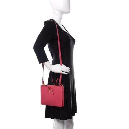 Prada Vitello Phenix Double Zip Crossbody Bag Peonia 2 of 11