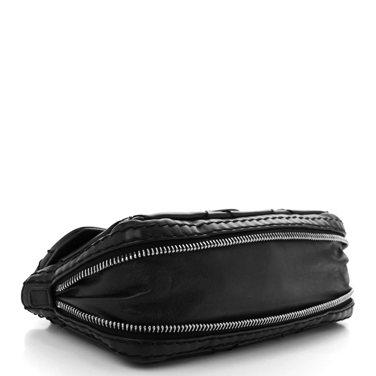 Calfskin Stitched Expandable Flap Black