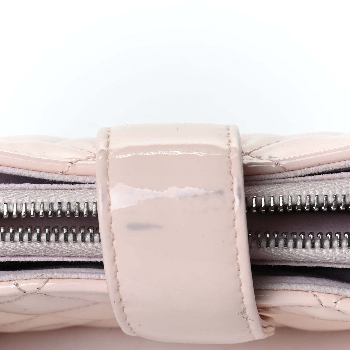 Patent Quilted Mini Phone Holder Clutch Light Pink