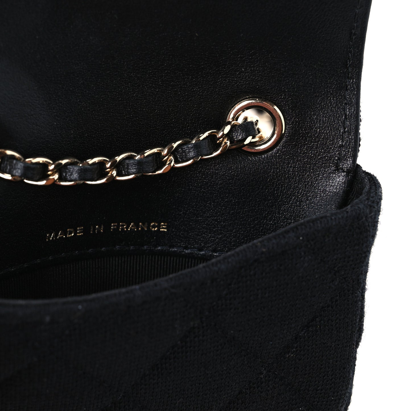 Jersey Quilted Flap Chain Waist Bag Black