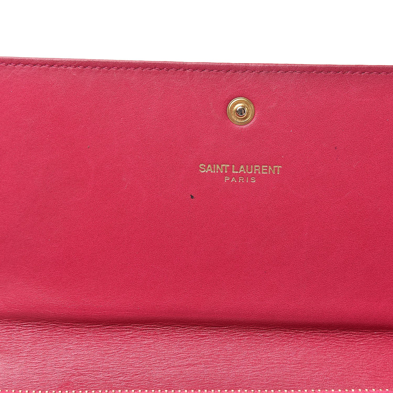 Saint Laurent Patent Grain de Poudre Classic Large Letters Flap Wallet Bubblegum 8 of 15